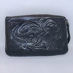Patricia Nash beautiful black leather wristlet